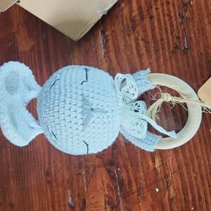 Natural Crochet Organic Bunny Teether‎ Toy Rattle w Ring ☆ Tiny Things ☆ NEW !